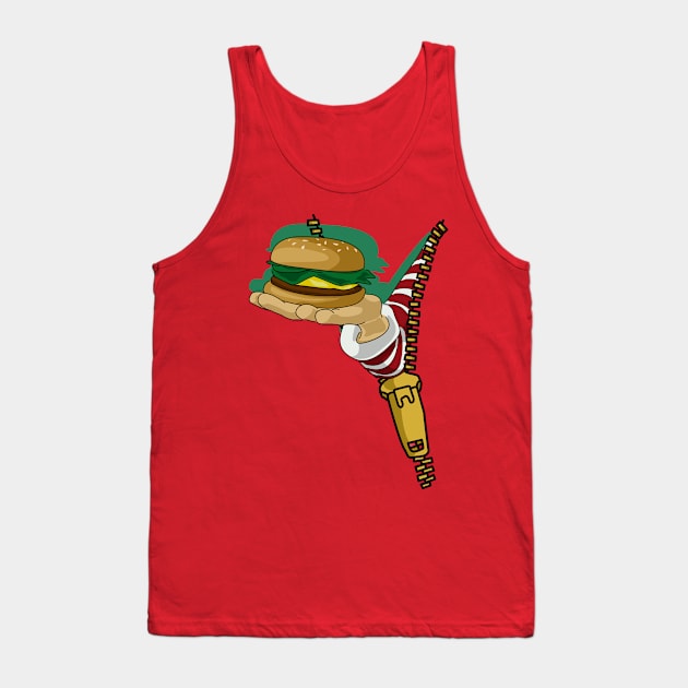 Zip Check: Elf's Christmas Burger Delight Tank Top by Fun Funky Designs